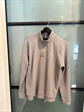 Ahead Casuals Golf Textured Quarter-Zip Pullover Gray Medium NWOT